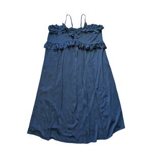 Old Navy Babydoll Ruffled Satin Dress Womens XXL Navy Blue Coquette Fairy Grunge